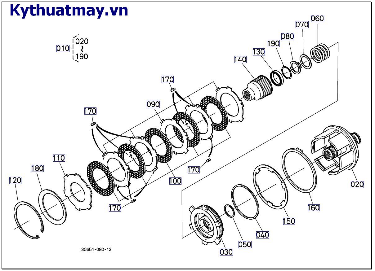 Bộ li hợp PTO( những bộ phận cấu thành ) cũ 81583 đến 89999